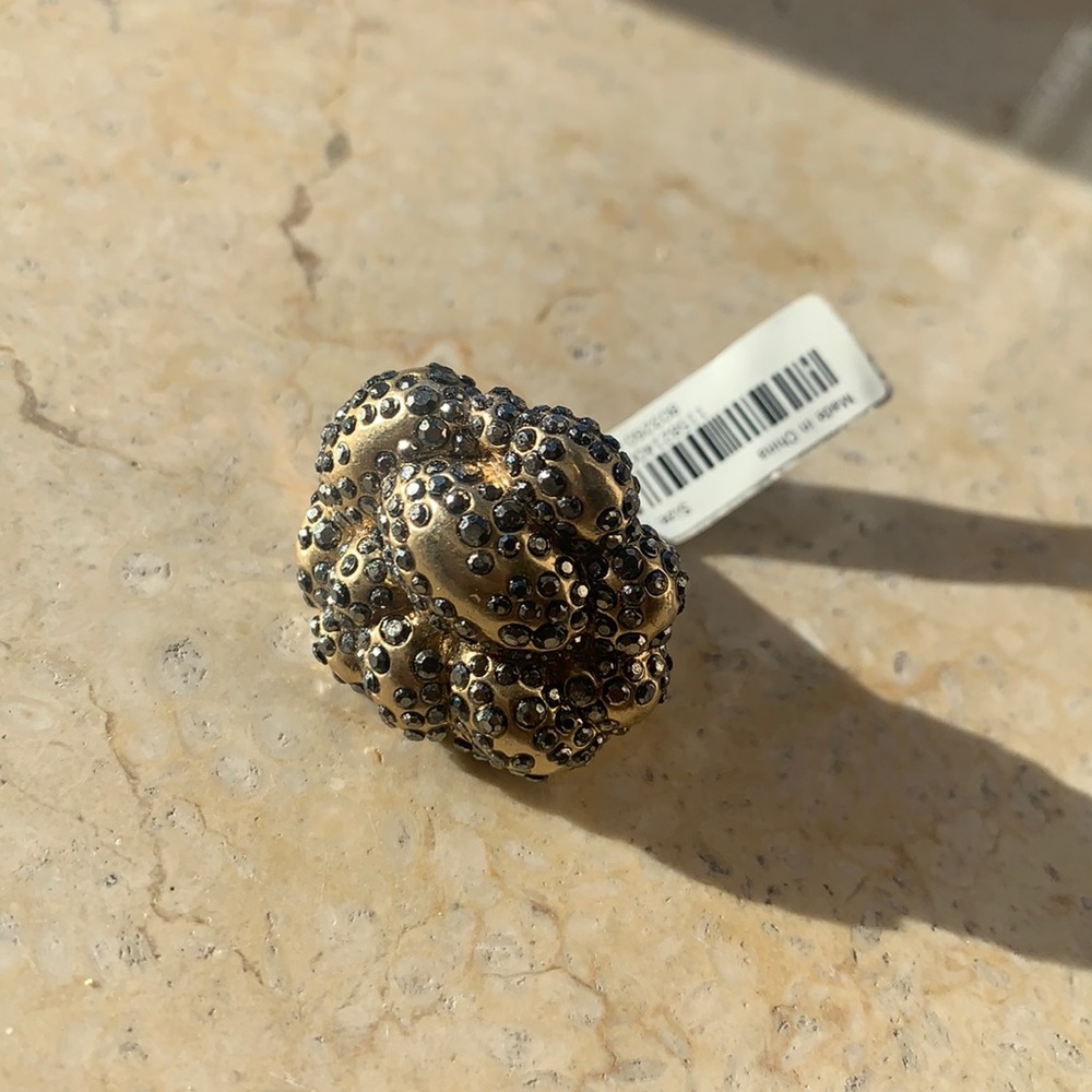 Banana Republic Statement Gold Ring with Black Crystal